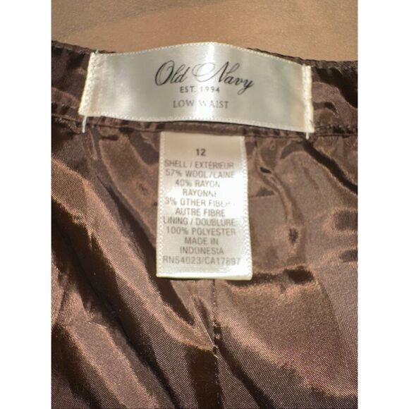 NWOT Old Navy Herringbone li ed Dress Pants Wool Blend Wide Leg Brown Size 12 Lo - Picture 9 of 10